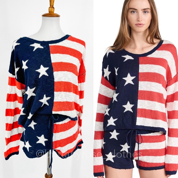 Beach Riot Sweaters - BEACH RIOT Star Spangled Beach Sweater and Balboa Shorts Set